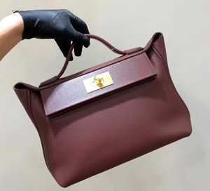 Hermes Kelly 24/24 Bordeaux Swift & Togo Leather with Gold Hardware