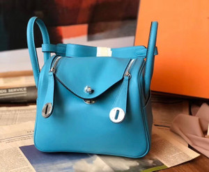 Hermes Mini Lindy 20cm Bag Mykonos  Swift Leather Palladium  Hardware