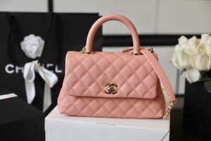 Chanel Mini Coco Handle Bag with Calfskin Handle Pink