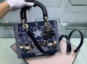 Christian Dior STARS LADY DIOR MEDIUM TAROT BEADED CANVAS BAG