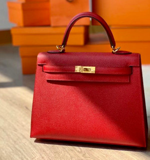 Hermes Red Kelly 25 cm Epsom Gold Hardware