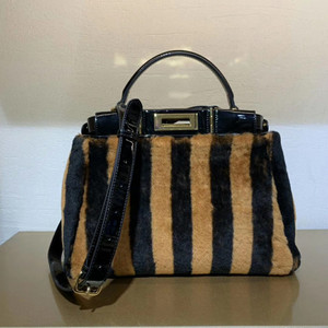 Fendi PEEKABOO ICONIC MEDIUM Multicolour sheepskin and vinyl bag