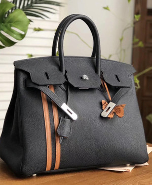 HERMÈS  LIMITED EDITION OFFICIER BIRKIN 35 BLACK TOGO HANDBAG