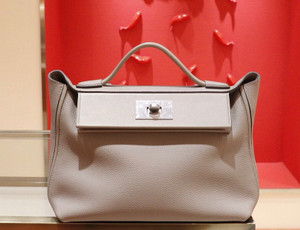 Hermes Kelly 24/24 M8 Gris Asphalte Taurillon Clemence Maurice Leather with Palladium Hardware