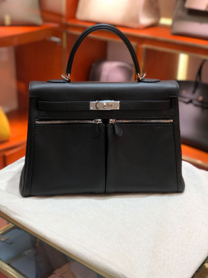 Hermes Special Order Kelly Lakis 32 Black with Palladium Hardware