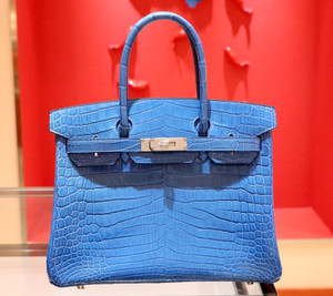 Hermes 7W Bleu Izmir  Birkin 30 in Niloticus Crocodile with Palladium hardware