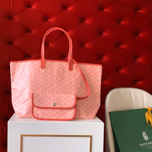 Goyard Limited Edition "LOVE"   St Louis GM Tote Pink Chevron Bag