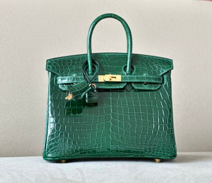 Hermes VERT FORET Birkin Bag 25cm Niloticus Crocodile Gold Hardware
