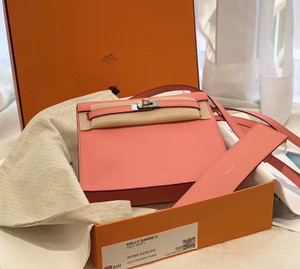 Hermes 8W Rose Azalee Kelly Danse Bag Evercolour Leather Palladium Hardware