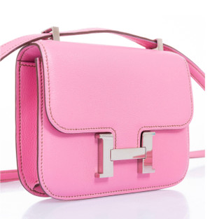 Hermès  Constance micro handbag in Rose Sakura Swift  leather