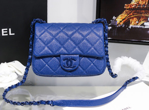 Chanel Flap Bag With Lacquered Metal Dark Blue
