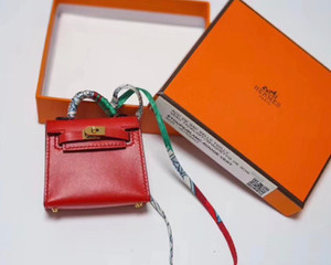 Hermes Tadelakt Mini Kelly Twilly Bag Charm Red with Palladium Hardware