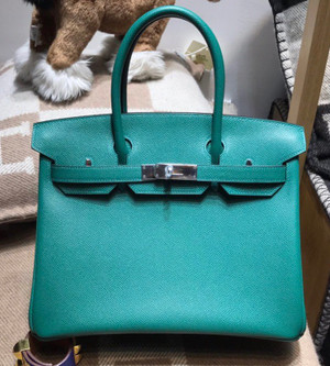 Hermes  Z6 Malachite  Birkin 30cm Epsom Palladium Hardware