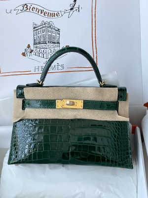 Hermes Vert Fonce Mini Kelly II 20 Alligator Gold Hardware
