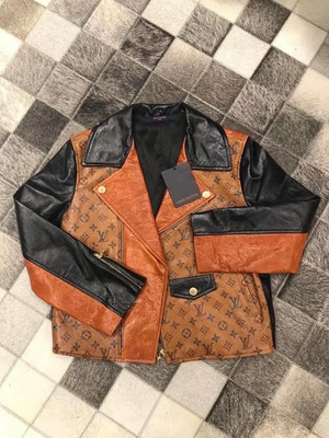 Louis Vuitton 1A82K0 TATTOO MONOGRAM CROPPED LEATHER BIKER JACKET