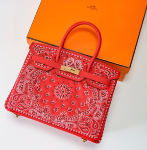 Hermes x Jay Ahr Special Edition custom-embroidering  Red Birkin Bag 30cm Epsom Leather Gold Hardware [Carry by Kylie Jenner, Cardi B]