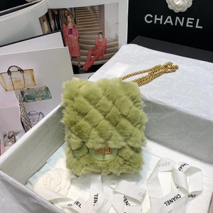 Chanel Shearling Lambskin Mini 2.55 Handbag Green