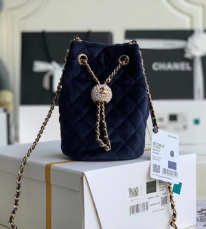 Chanel Velvet Drawstring Bag Blue