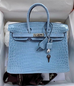 Hermes P3 Bleu Du Nord Birkin Bag 25cm Niloticus Crocodile Palladium Hardware