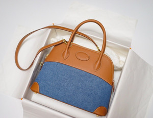 HERMES BOLIDE 31 2WAY HAND BAG BI-COLOR BOX CALF TOILE JEAN