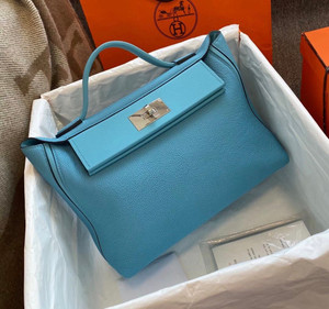 Hermes Kelly 24/24 P3 Bleu Du Nord  Swift & Togo Leather with Palladium Hardware
