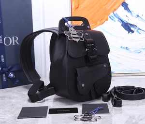 Christian Dior SADDLE BACKPACK Black Grained Calfskin