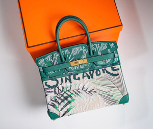 [Online Exclusive] Hermes Singapore Limited Edition Embroidered Birkin 30 Bag Green
