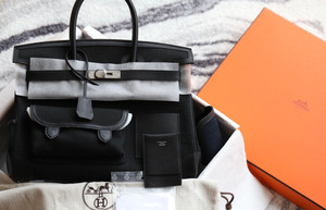 Hermes Limited Edition Cargo Birkin 35 cm Black Swift and canvas