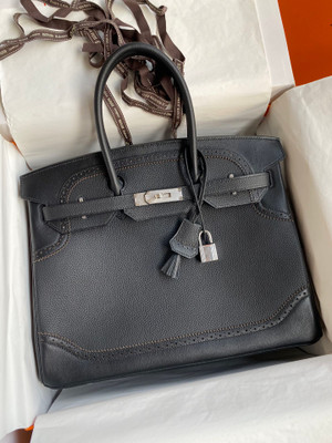 Hermes Limited Edition Black Ghillie Birkin 30cm Togo Palladium Hardware