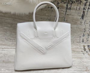 Hermes Shadow Birkin 35 White Swift Palladium Hardware