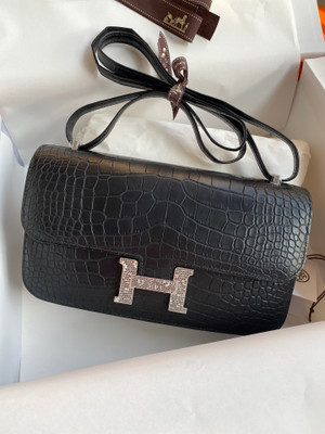 Hermès Constance Elan handbag in Black Alligator