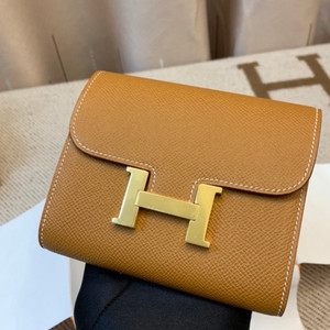 Hermes Constance Compact Passant wallet Gold Epsom Leather with Gold Hardware