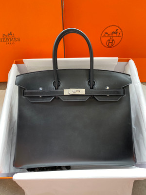 Hermes Black Birkin 35 Box Calf Palladium Hardware