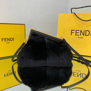 FENDI FIRST SMALL Black mink bag
