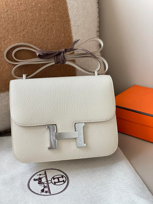Hermes Craie Constance 19cm Goatskin Palladium Hardware