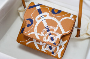Hermès Limited Edition Roulis Mini Eperon D'or" Carmel Print Swift Calfskin Cross Body Bag
