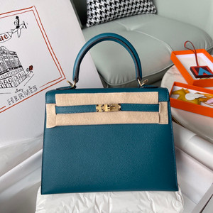 HERMÈS VERT BOSPHORE  SELLIER EPSOM KELLY 25CM GOLD HARDWARE