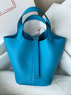 Hermes Blue Frida Picotin Lock 18 Togo Leather Bag