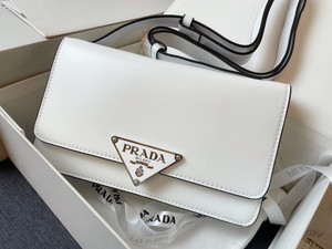 Prada Emblème brushed-leather bag White