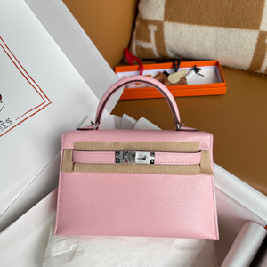 Hermès 3Q Sakura Mini Kelly II Chevre  Mysore Leather Palladium  hardware