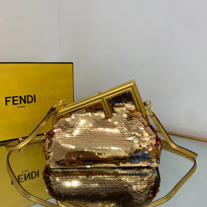 Fendi First Small Gold-coloured leather and sequinned bag