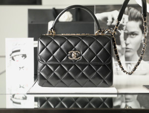 Chanel FLAP BAG WITH TOP HANDLE SILVER HARDWARE 2022