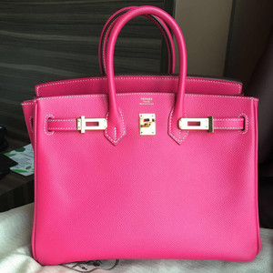 Hermes  Rose Tyrien Birkin 25 cm Epsom Gold Hardware