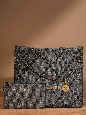 CHANEL Wool Tweed  22 HANDBAG