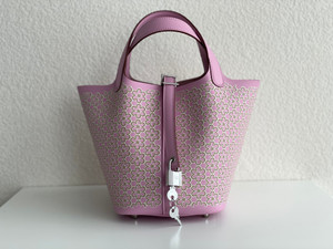 Hermès "Lucky Daisy" Mauve Sylvestre Swift Picotin Lock 18 Palladium Hardware, 2022