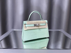 Hermes 1P Vert Fizz Mini Kelly II 20 Alligator Palladium Hardware
