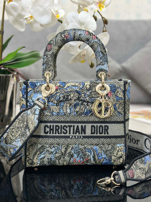 Christian Dior MEDIUM DENIM LADY D-LITE BAG SS2023 Denim Multicolor Dior Jardin Magique Embroidery