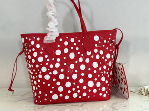 Louis Vuitton M46422 LV x YK Neverfull MM Red