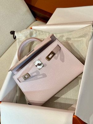 Hermes Sakura Pink Mini Kelly II 20 Chèvre Palladium Hardware