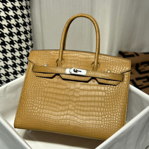 Hermes chai Birkin 30 in Porosus  Crocodile with Palladium hardware
